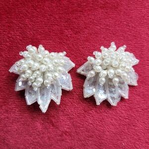 Vtg Shoe Clip On Ornaments.  Faux Pearls, Sequins And Bugel Beads.